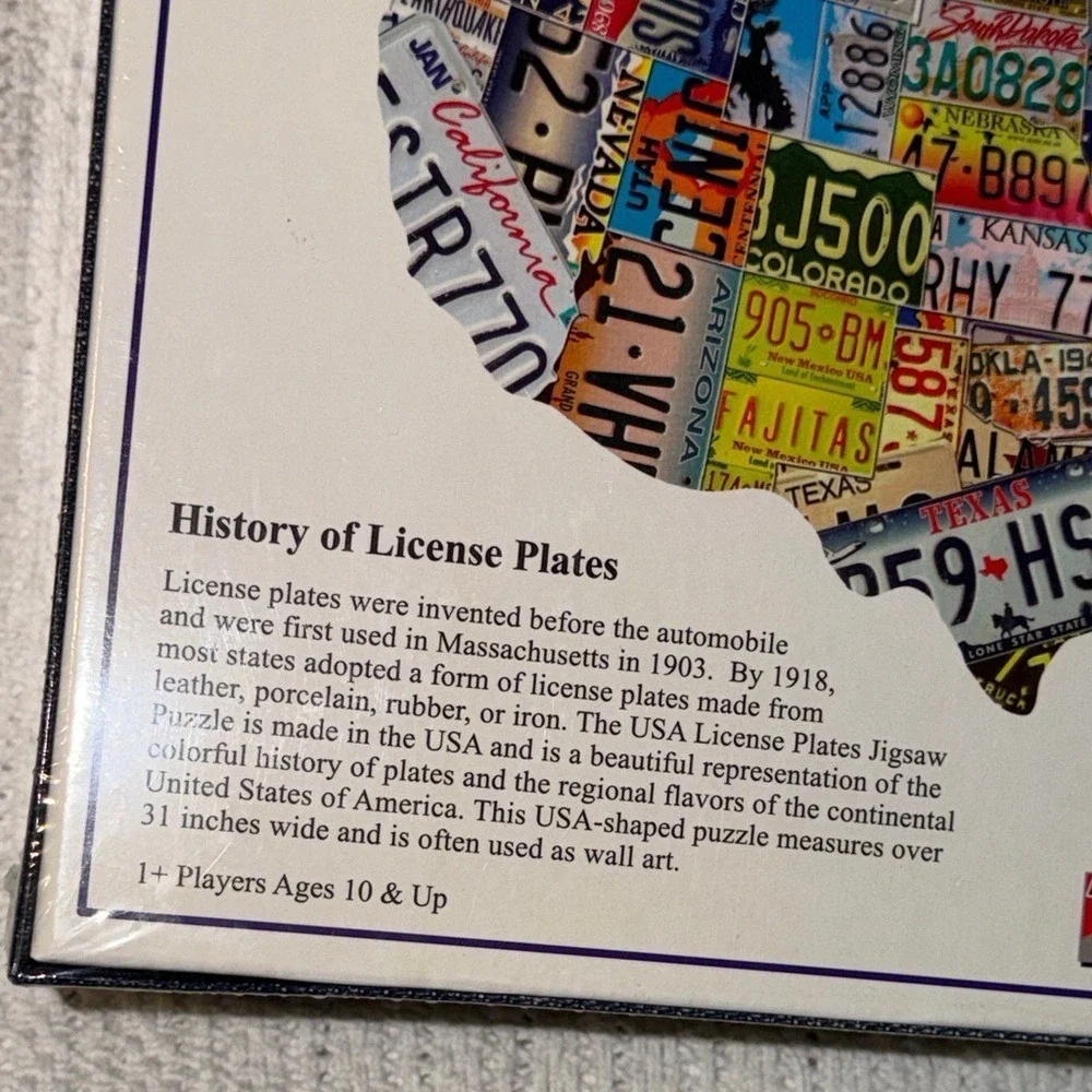 TDC Puzzles USA Shaped License Plate 1000 Piece Jigsaw Puzzle Americana 31 Inch